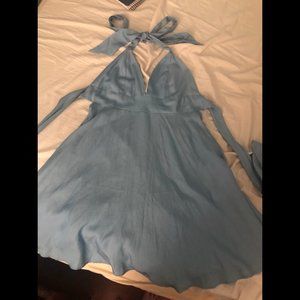 I'm Smitten Blue Chambray Halter Dress Lulus